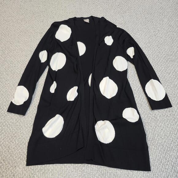 Chico's Sweaters - Chico's Black Cardigan with Large White Polka Dots, Size 2P